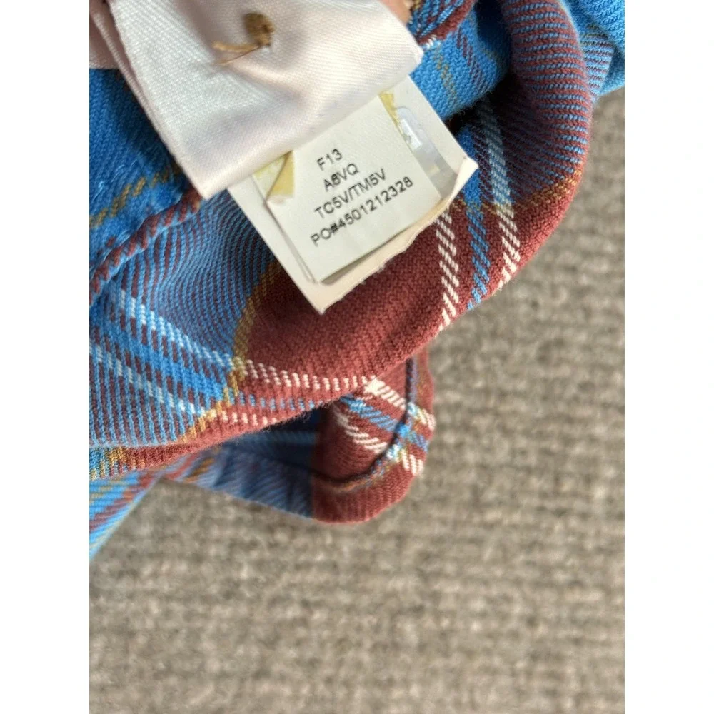 The North Face Shirt Mens Large Blue Plaid Flannel Outdoor Hiking‎ Button Front